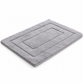 Light Gray Plush Geometric Border Bath Mat