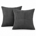 Charcoal Corduroy Patchwork Decorative Throw Pillow